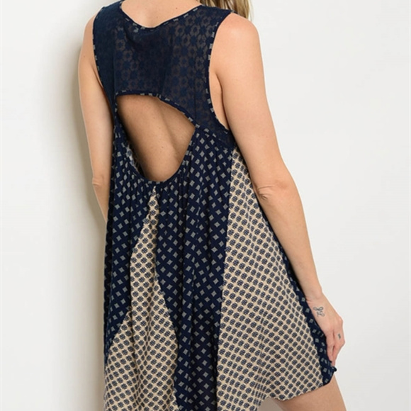 Dresses & Skirts - NAVY TAUPE PRINT DRESS
